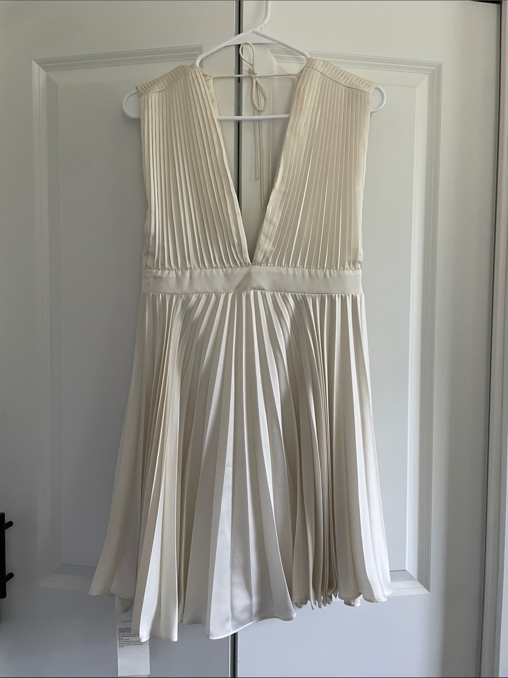 Abercrombie & Fitch Ivory Pleated V-Neck Mini Dress